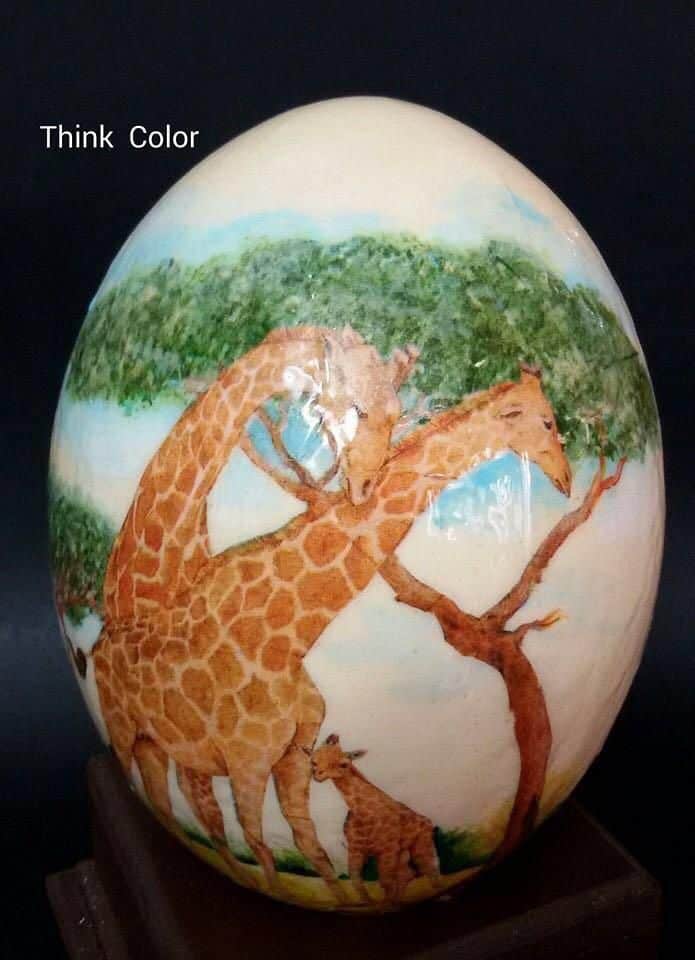 11- Decoupage ostrich egg